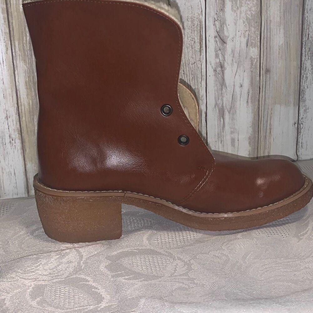 NWOT Vintage Sears Cognac Brown Shearling Boots Women’s Size 8.5‎ B - Picture 6 of 15